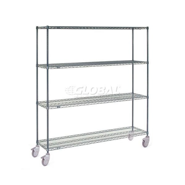 Nexel 4 Shelf Truck, Nexelon, 60inW x 24inD x 80inH, Polymer Swivel Casters, 2 Brake 188852 - main